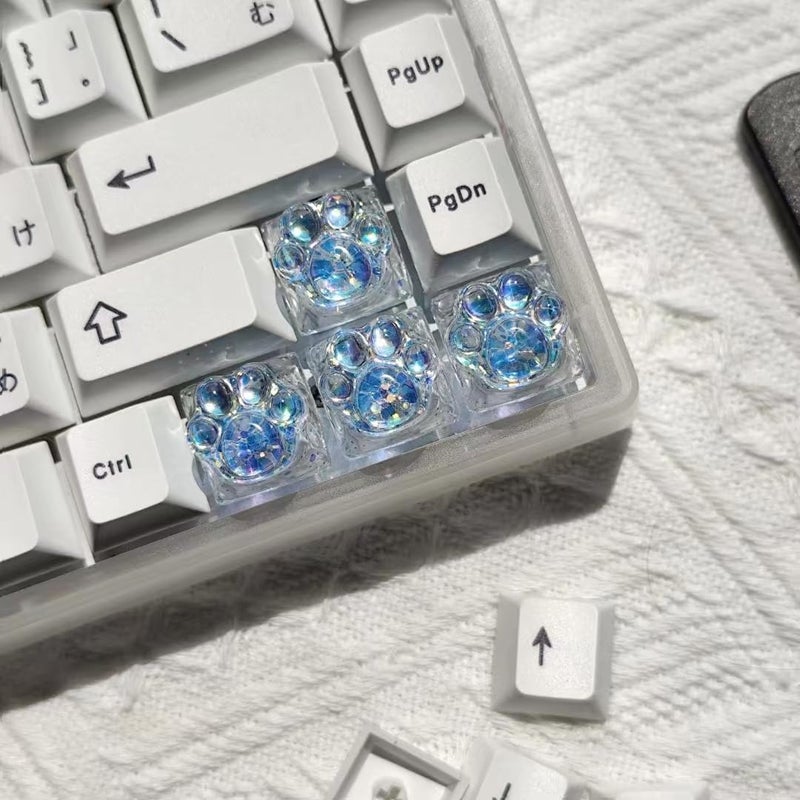 Elacgap Cat Claw Keycap Cute Drip Glue Backlight Keycaps DIY ESC Arrow Key Keycap Replacement for Cherry MX Gaming Mechanical Keyboard (4Keys Blue) - Image 4